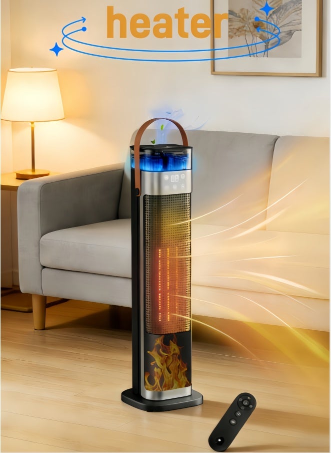 Space Heaters for Indoor Use, Portable Space Heater with Humidifier/Ambient Light, Family-Safe Electric Heaters with Thermostat,12H Timer,70°Oscillation,Ultra-Quiet for Home Office (NBJY-HQ-30) - Image 1
